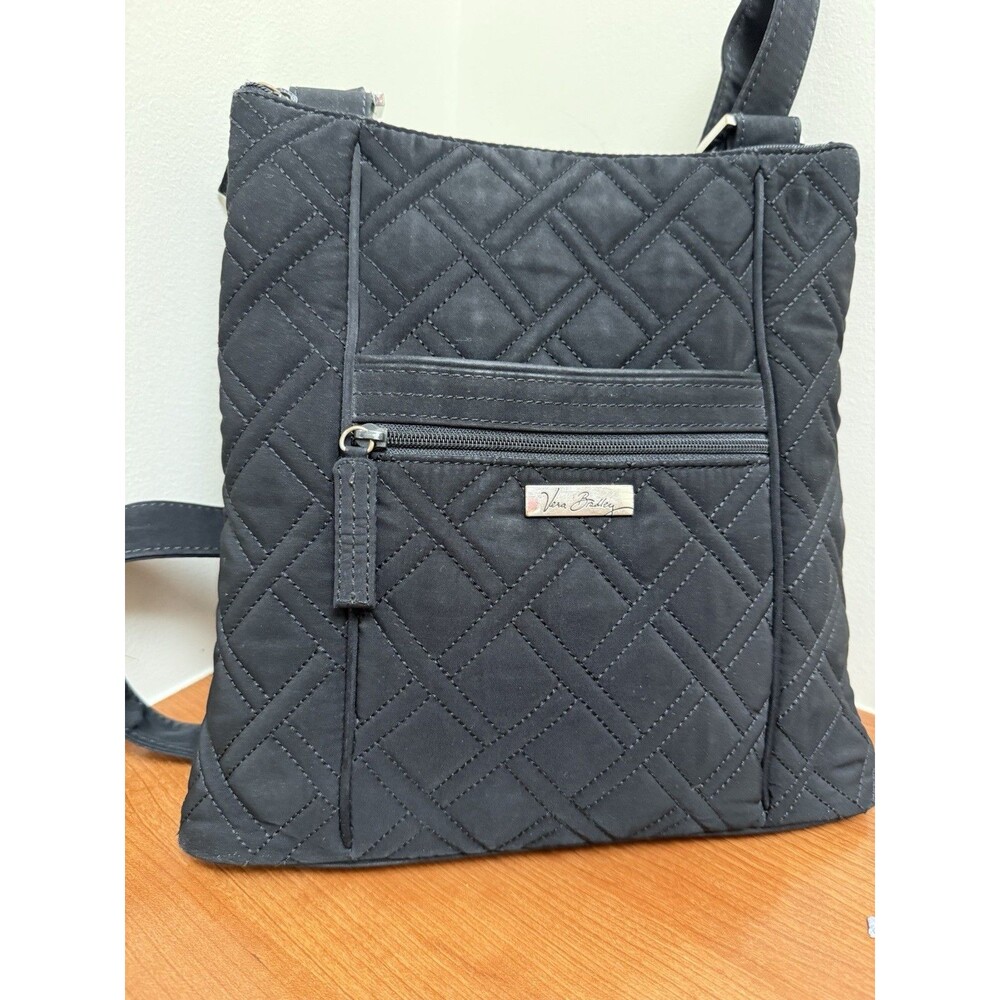 Vera Bradley Black Quilted Crossbody Handbag Hipster Purse Classic Adjustable